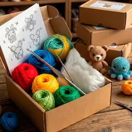 Colección de Kits todo en uno para tejer: punto, ganchillo o punch needle