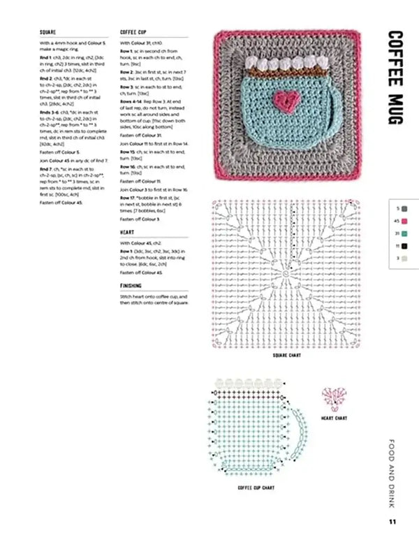 3D Granny Squares: Food and Drink - Taza de café