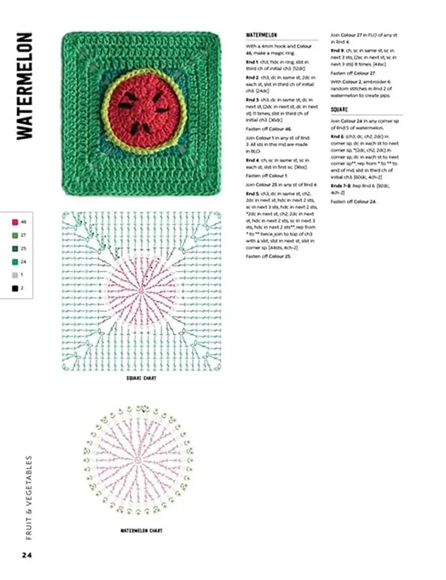 3D Granny Squares: Food and Drink - Sandía