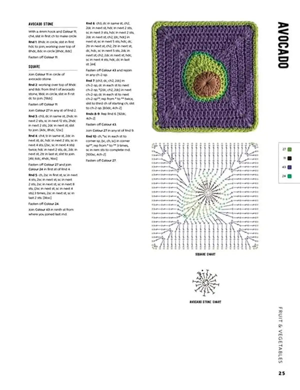 3D Granny Squares: Food and Drink - Aguacate