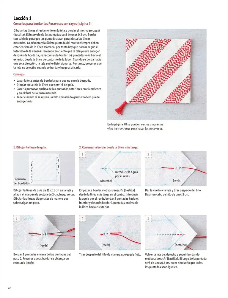 Accesorios de sashiko y patchwork - lección 1