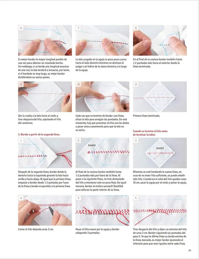 Accesorios de sashiko y patchwork - Lección 1 continuación