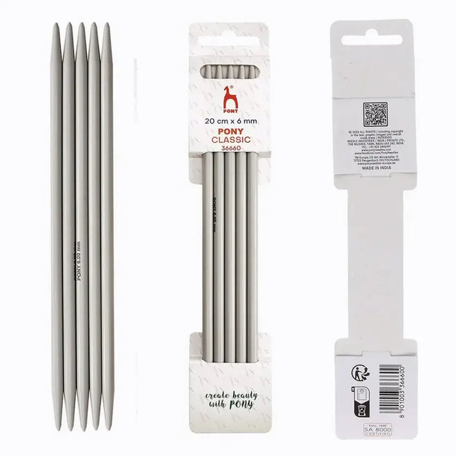 Agujas de Doble Punta Pony Classic - 20 cm 6 mm