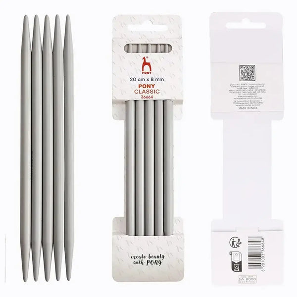 Agujas de Doble Punta Pony Classic - 20 cm 8 mm