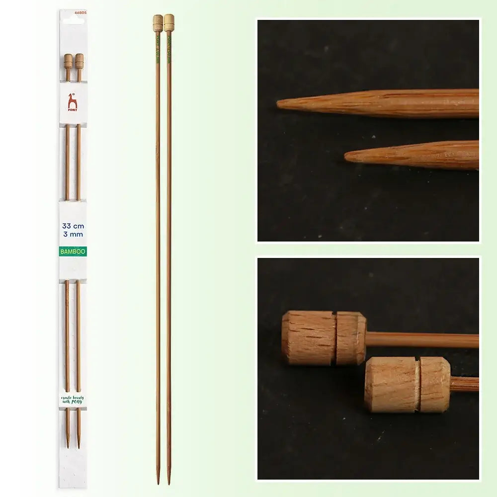Agujas de tricotar de 33 cm de Bambú de Pony - 3 mm