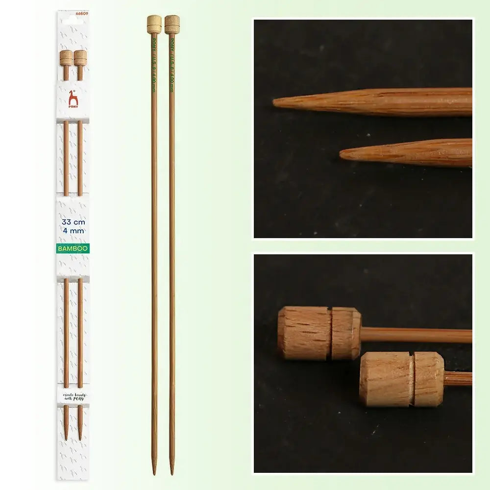 Agujas de tricotar de 33 cm de Bambú de Pony - 4 mm