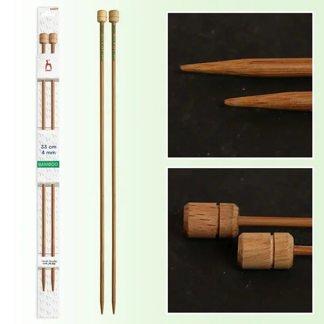 Agujas de tricotar de 33 cm de Bambú de Pony - 4 mm