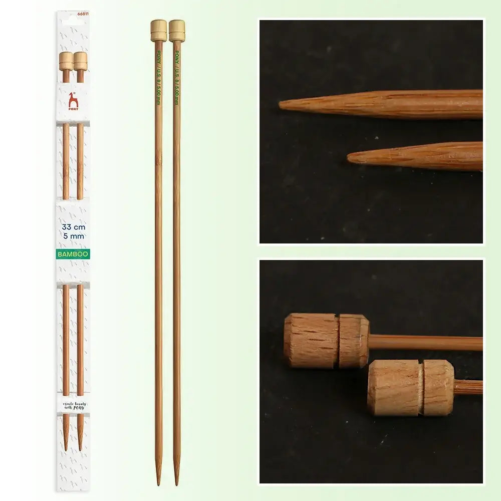 Agujas de tricotar de 33 cm de Bambú de Pony - 5 mm