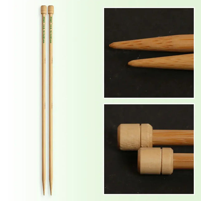 Agujas de tricotar de 33 cm de Bambú de Pony - 6 mm