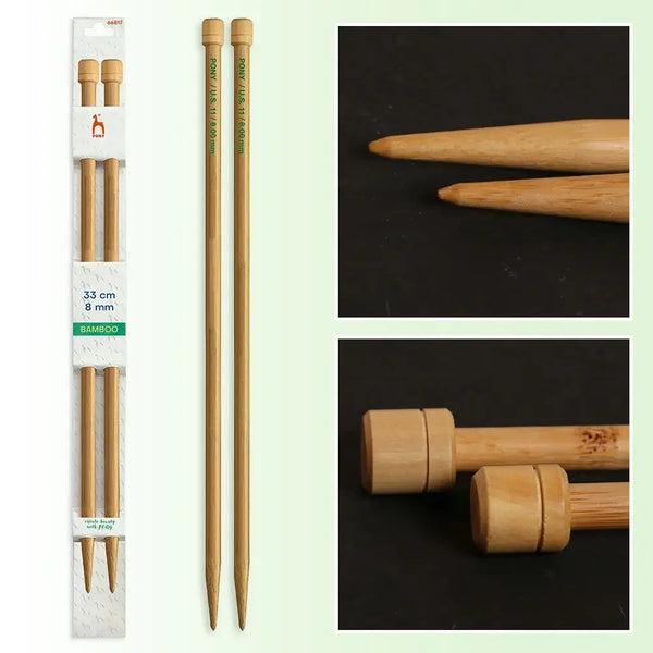 Agujas de tricotar de 33 cm de Bambú de Pony - 8 mm