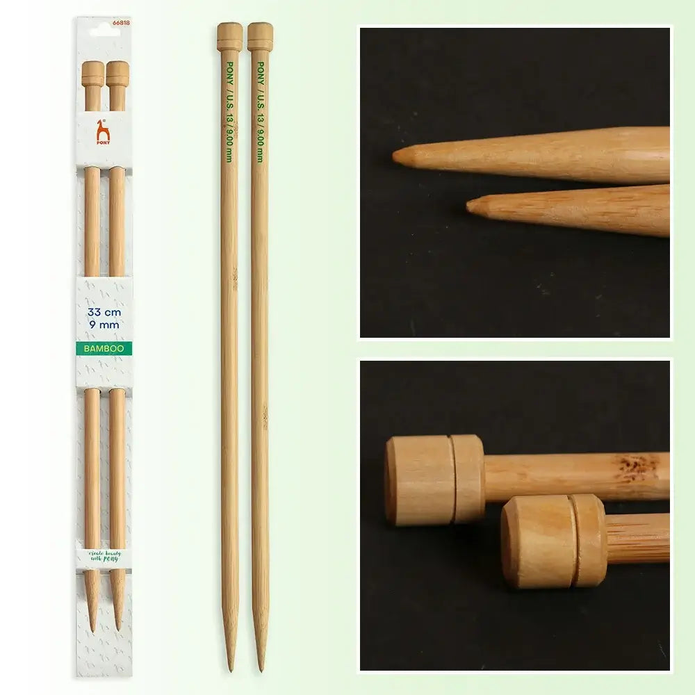 Agujas de tricotar de 33 cm de Bambú de Pony - 9 mm