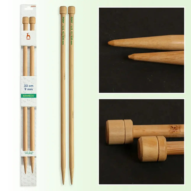 Agujas de tricotar de 33 cm de Bambú de Pony - 9 mm