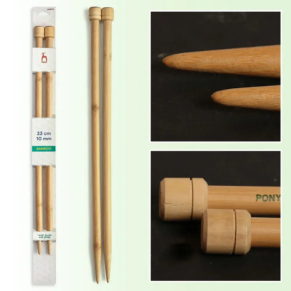 Agujas de tricotar de 33 cm de Bambú de Pony - 10 mm