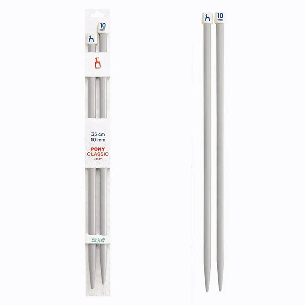 Agujas de tricotar de plástico de Pony - 35 cm 10 mm