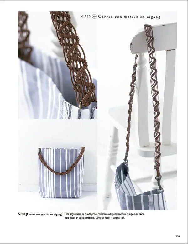 El gran libro del macramé - correa de bolso con motivo zigzag