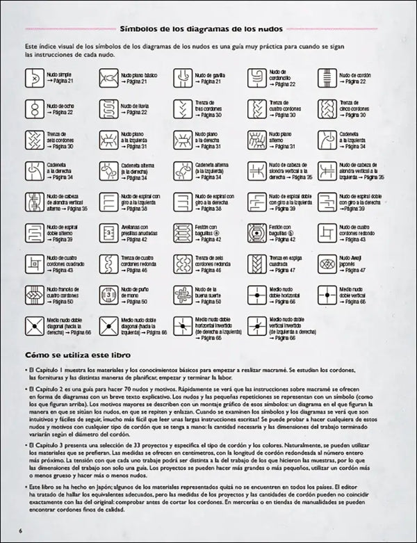 El gran libro del macramé - símbolos de los diagramas
