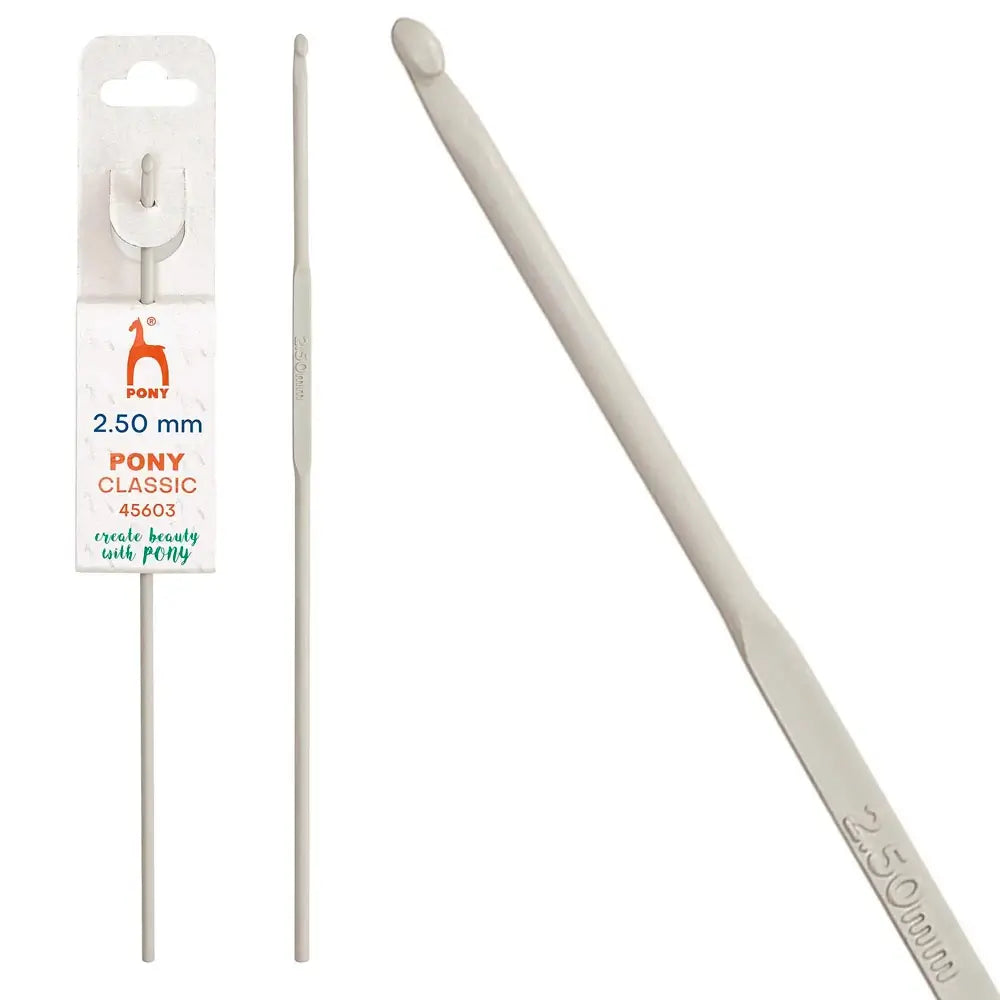 Ganchillo de aluminio de 15 cm Pony Classic - 2,5 mm