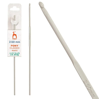Ganchillo de aluminio de 15 cm Pony Classic - 2,5 mm