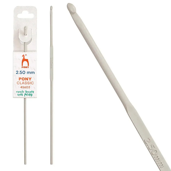 Ganchillo de aluminio de 15 cm Pony Classic - 2,5 mm