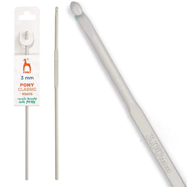 Ganchillo de aluminio de 15 cm Pony Classic - 3 mm