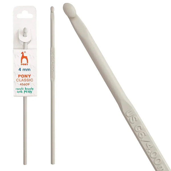 Ganchillo de aluminio de 15 cm Pony Classic - 4 mm