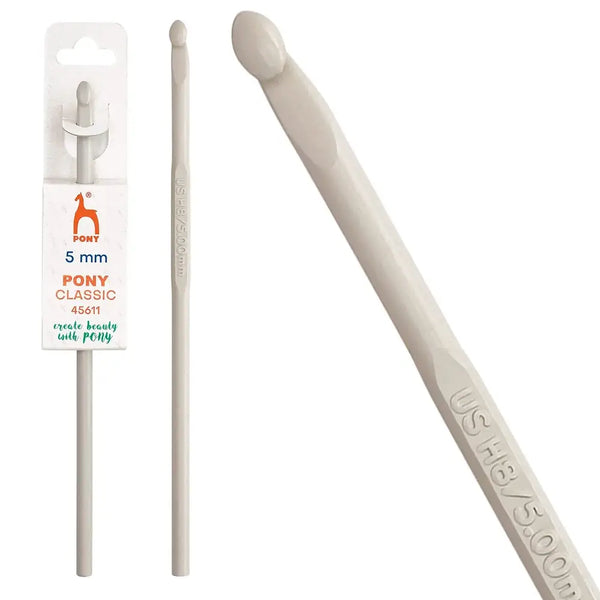 Ganchillo de aluminio de 15 cm Pony Classic - 5 mm