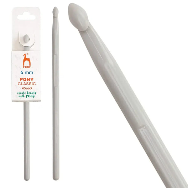 Ganchillo de plástico ABS de 15 cm Pony Classic - 6 mm