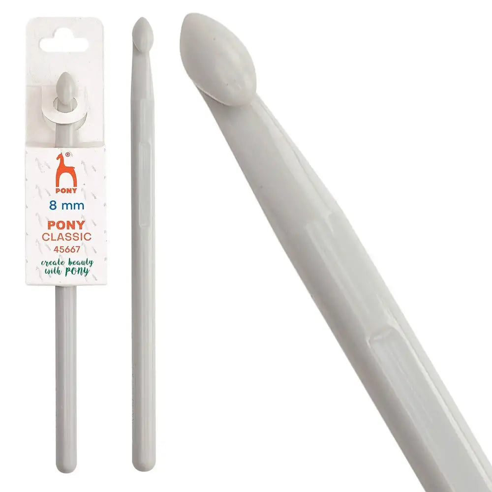 Ganchillo de plástico ABS de 15 cm Pony Classic - 8 mm