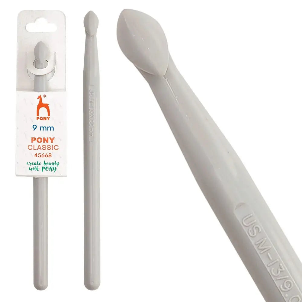 Ganchillo de plástico ABS de 15 cm Pony Classic - 9 mm