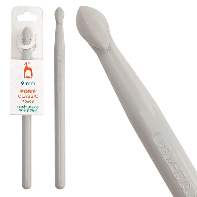 Ganchillo de plástico ABS de 15 cm Pony Classic - 9 mm