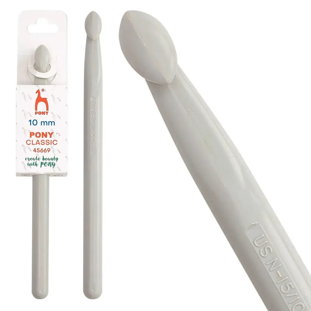 Ganchillo de plástico ABS de 15 cm Pony Classic - 10 mm