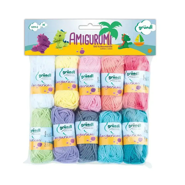 GRÜNDL - Packs miniovillos para Amigurumi - Combinación de colores CANDY (1299-2)
