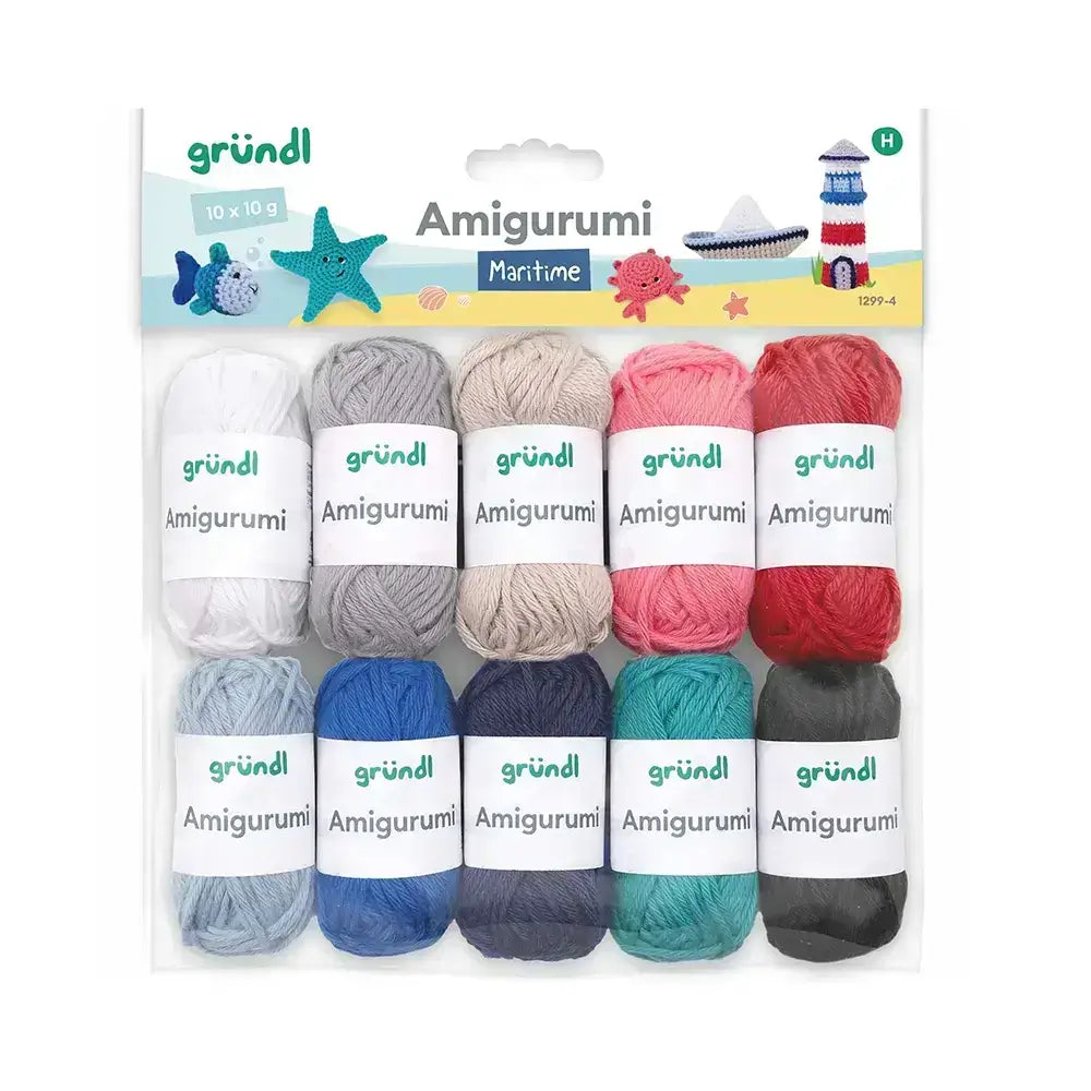 GRÜNDL - Packs miniovillos para Amigurumi - Combinación de colores MARITIME (1299-4)