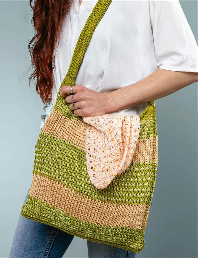 Guía de iniciación al Punto Tunecino tejido a Ganchillo - Bolso de franjas