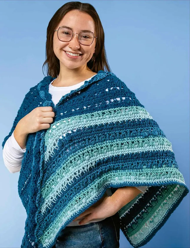 Guía de iniciación al Punto Tunecino tejido a Ganchillo- Proyecto acabado Chal asimétrico