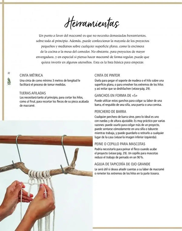 Macramé para el hogar moderno: Proyectos increíbles con nudos fáciles y tintes naturales - Herramientas