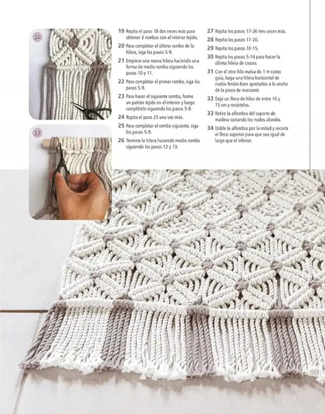 Macramé para el hogar moderno: Proyectos increíbles con nudos fáciles y tintes naturales - Acabado
