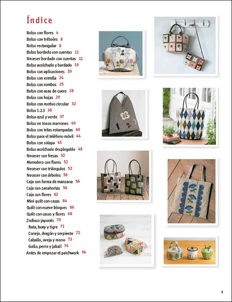 Patchwork japonés con diseños actuales - Indice