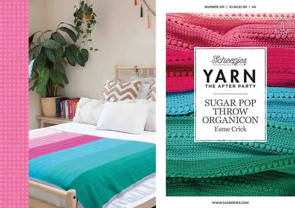 Patrón impreso YARN The After Party nº 201 – Sugar Pop Throw Organicon (Scheepjes) - Portada libreto