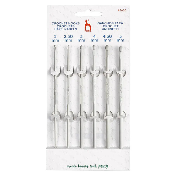 Set de Ganchillos de Aluminio de 2 mm a 5 mm (6 ganchillos) - Pony Classic