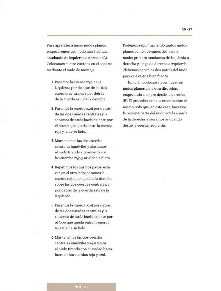 Abha macramé: 15 proyectos paso a paso para adentrarnos en la técnica de los nudos - Explicación de nudo plano