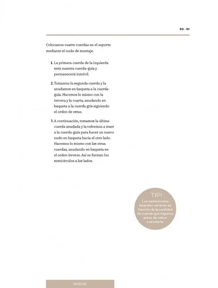 Abha macramé: 15 proyectos paso a paso para adentrarnos en la técnica de los nudos - Explicación de nudo Hitch Knot Geométrico