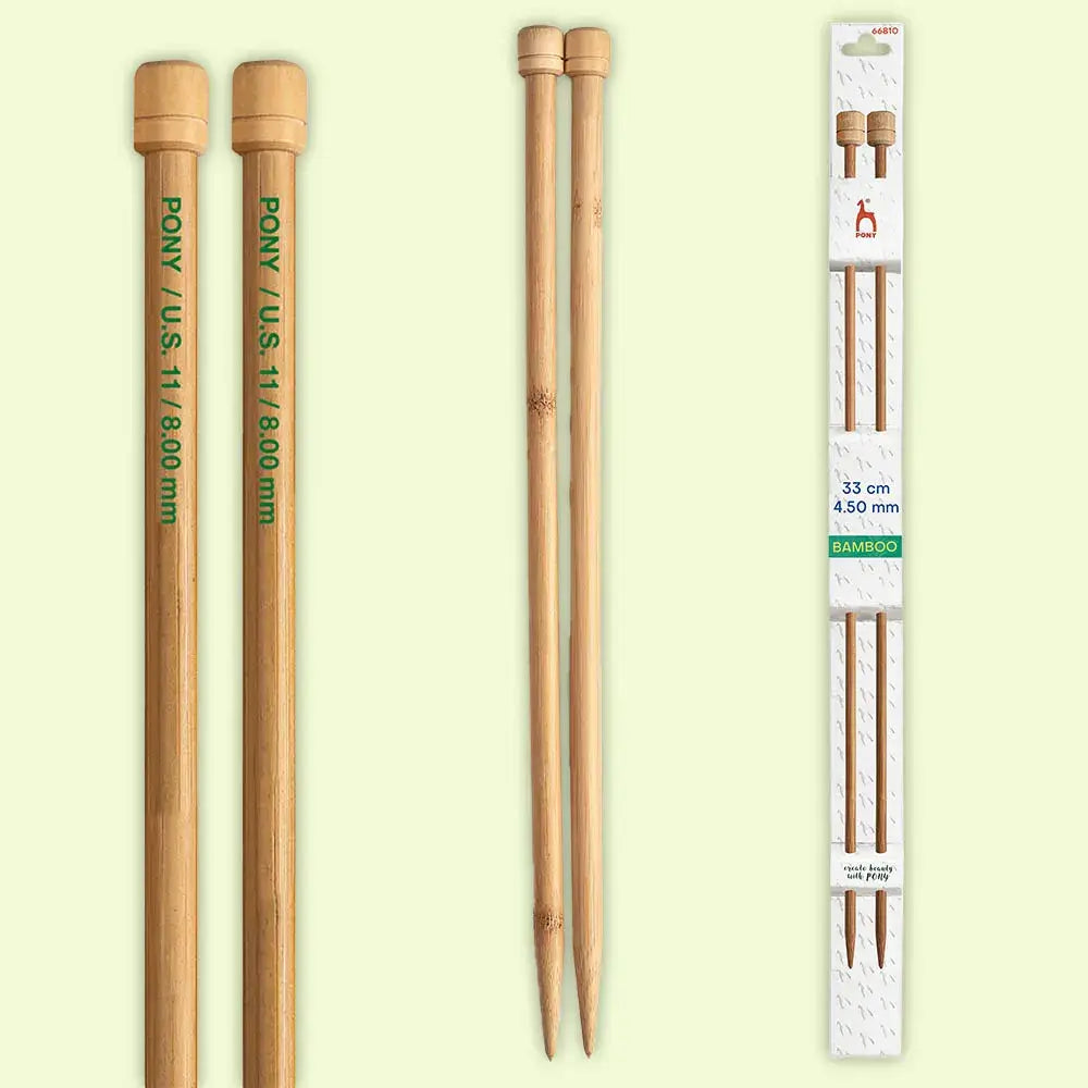 Agujas de tricotar de 33 cm de Bambú de Pony