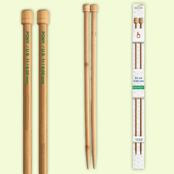 Agujas de tricotar de 33 cm de Bambú de Pony