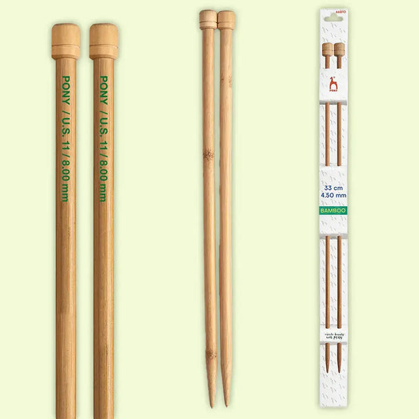 Agujas de tricotar de 33 cm de Bambú de Pony