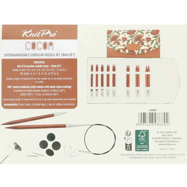 KnitPro Cocoa - set de agujas circulares intercambiables 13 cm