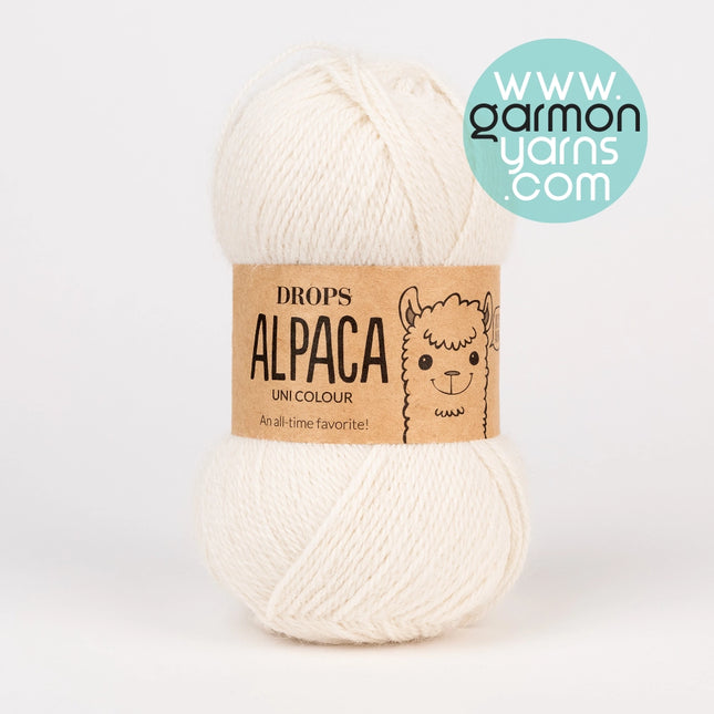 Alpaca Uni Color (100) - Blanco Hueso | Vista de un Ovillo de lana de Alpaca de la marca Drops