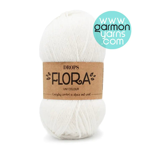 Drops Flora Uni Colour (02) Blanco