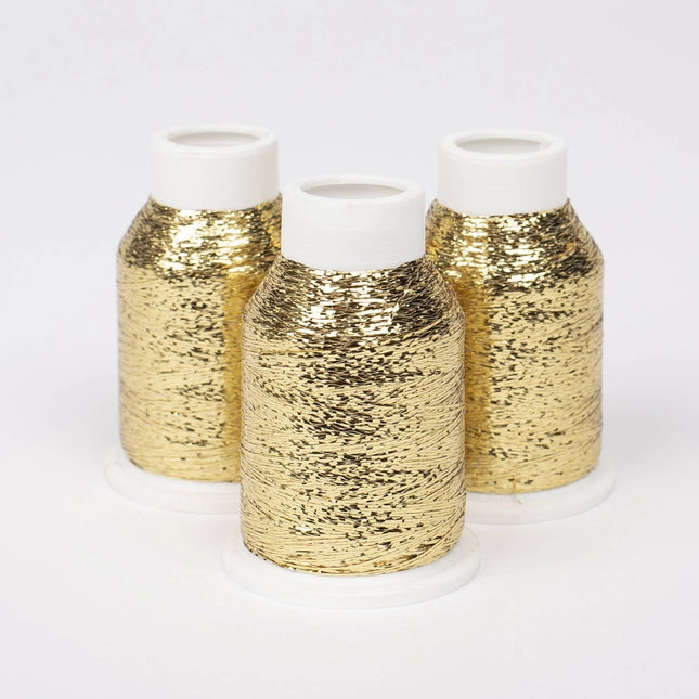 Glitter (01) Oro | 3 conos de hilo Drops Glitter en color Oro metalizado