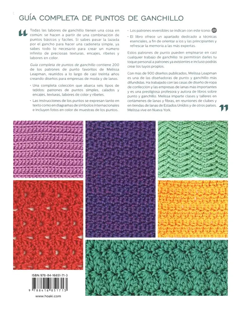 Libro: Guía Completa de Puntos de Ganchillo: 200 patrones de ganchillo prácticos y originales - Contraportada